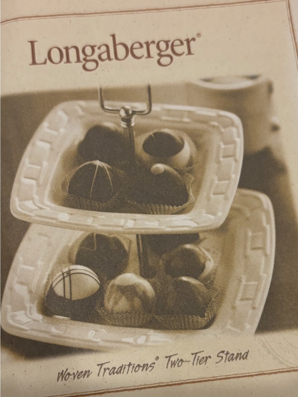 Longaberger Cream Two-Tier Ceramic Stand